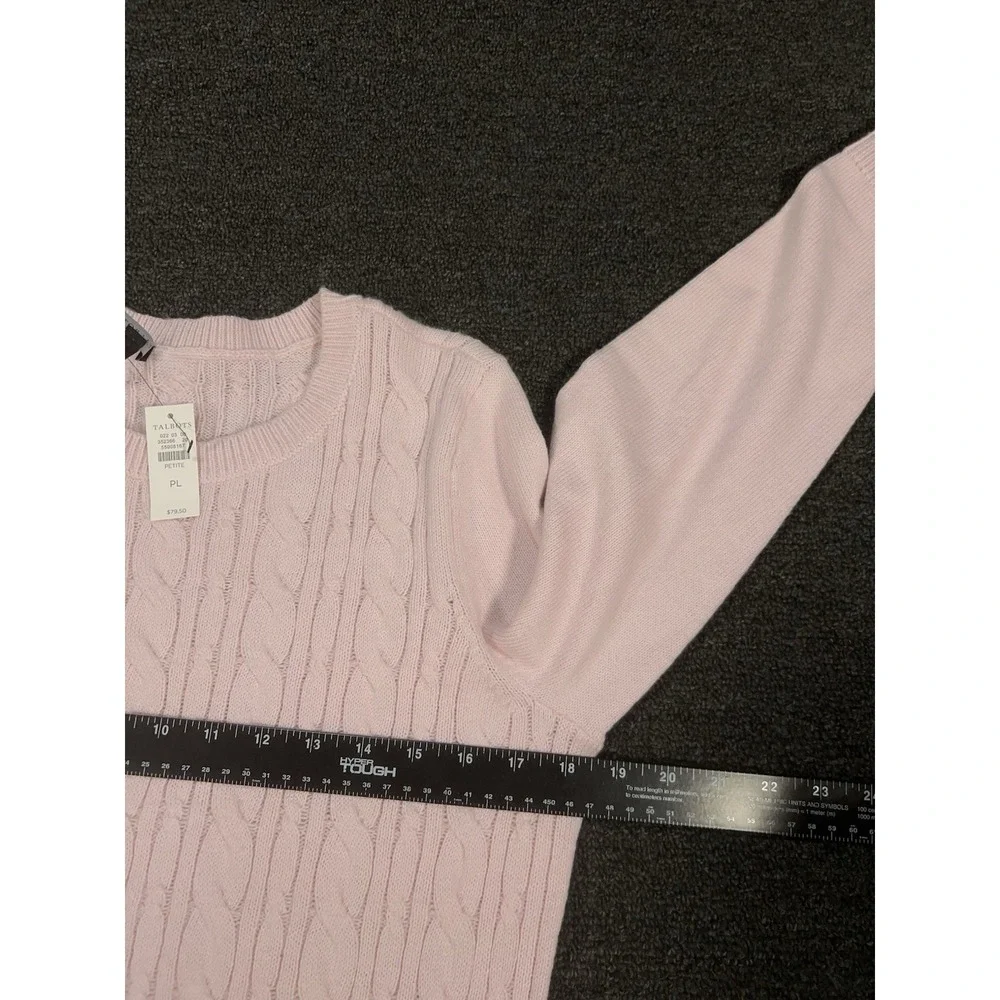 New‎ Talbots Sweater Women's Petite Large PL Pink Cable Knit Preppy Pullover